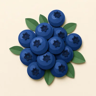 Paper Craft Blueberry Cluster Illustration