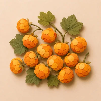 Paper Craft Cloudberry Arrangement on Beige Background