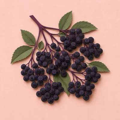 Paper Cutout Illustration Of Elderberry Branch
