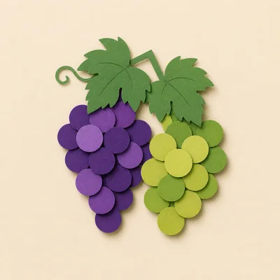 Paper Cutout Illustration Of Purple And Green Grapes