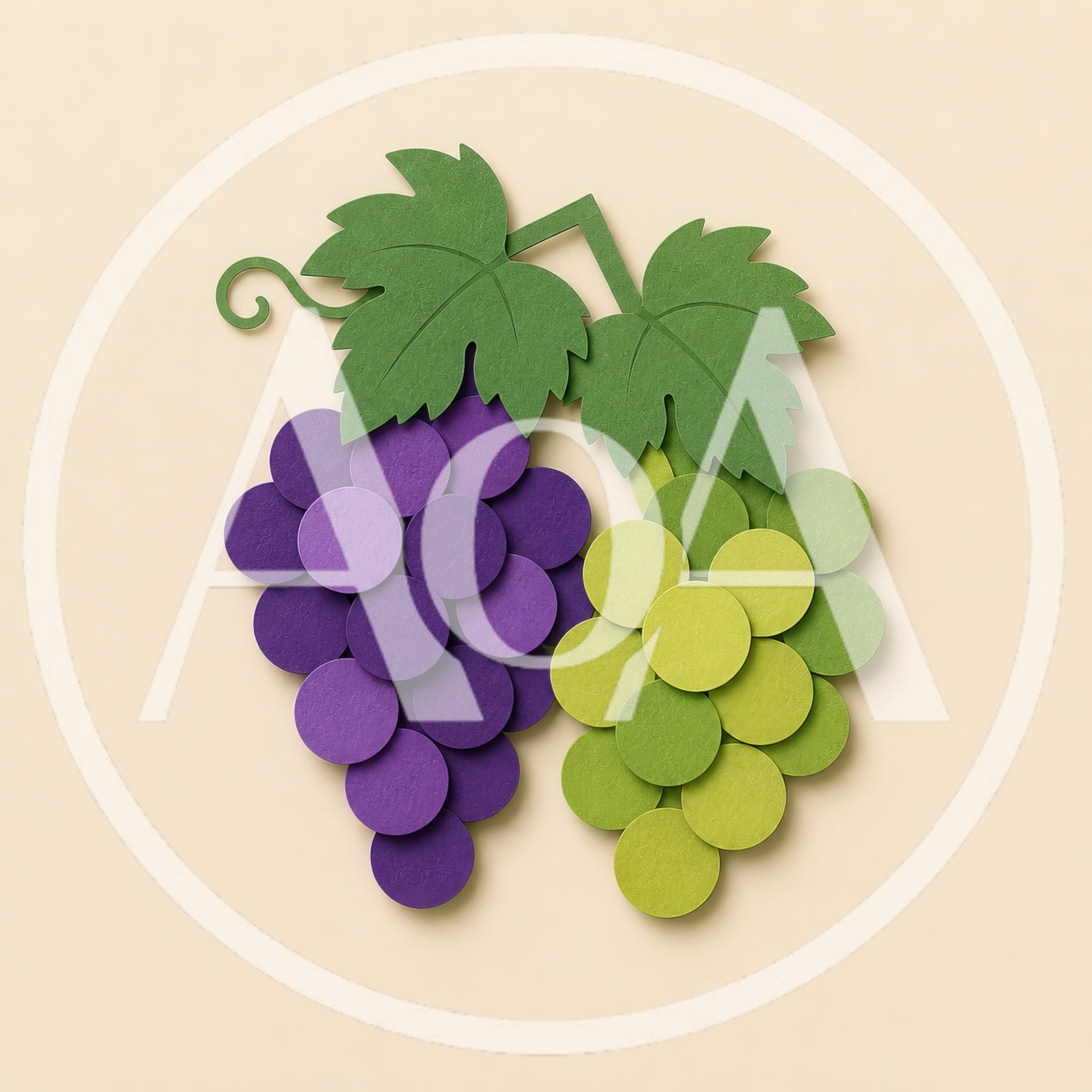 Paper Cutout Illustration Of Purple And Green Grapes