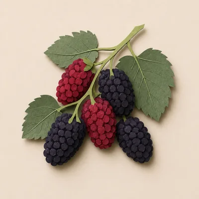 Paper Craft Mulberry Branch With Red And Black Berries
