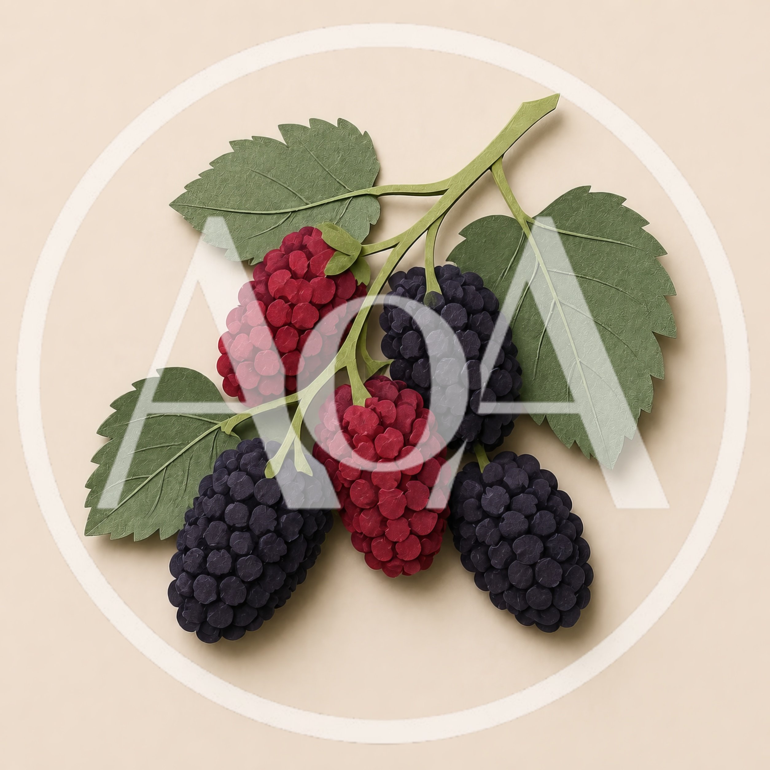 Paper Craft Mulberry Branch With Red And Black Berries