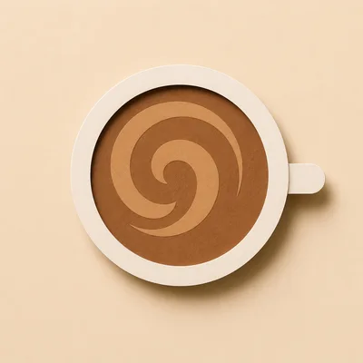 Minimalist Paper Cutout Coffee Cup Illustration
