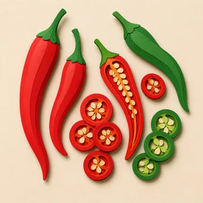 Paper Craft Red And Green Chili Peppers