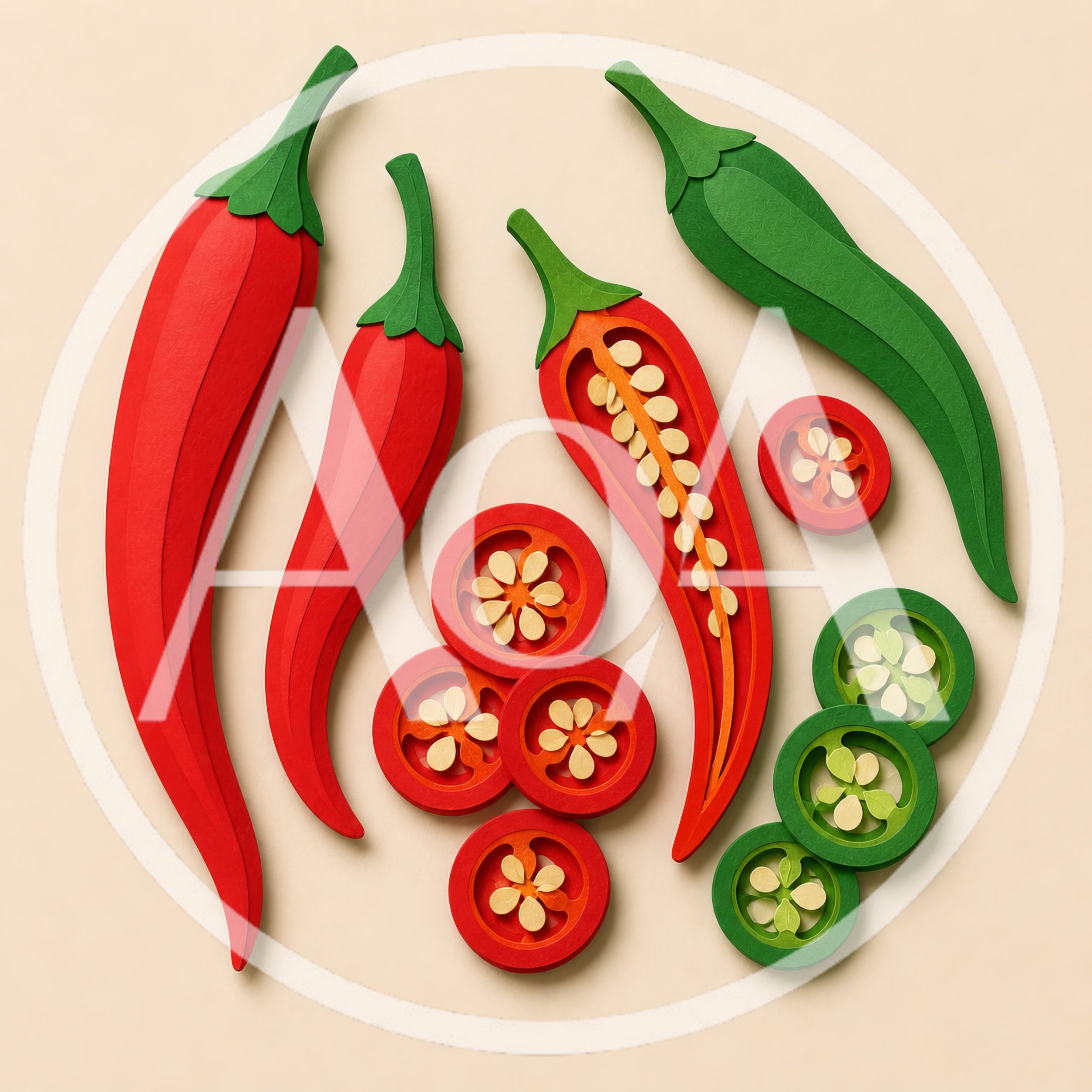 Paper Craft Red And Green Chili Peppers