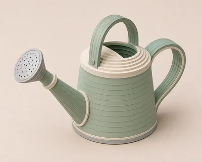 Minimalist Green And Cream Watering Can