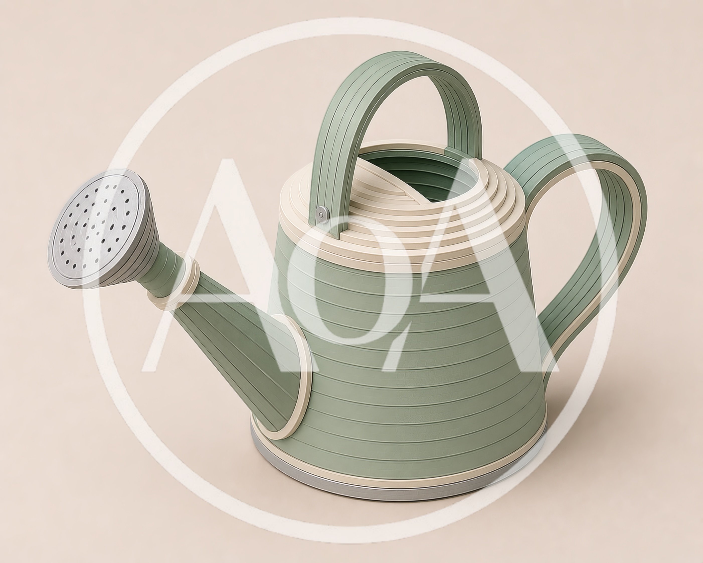 Minimalist Green And Cream Watering Can