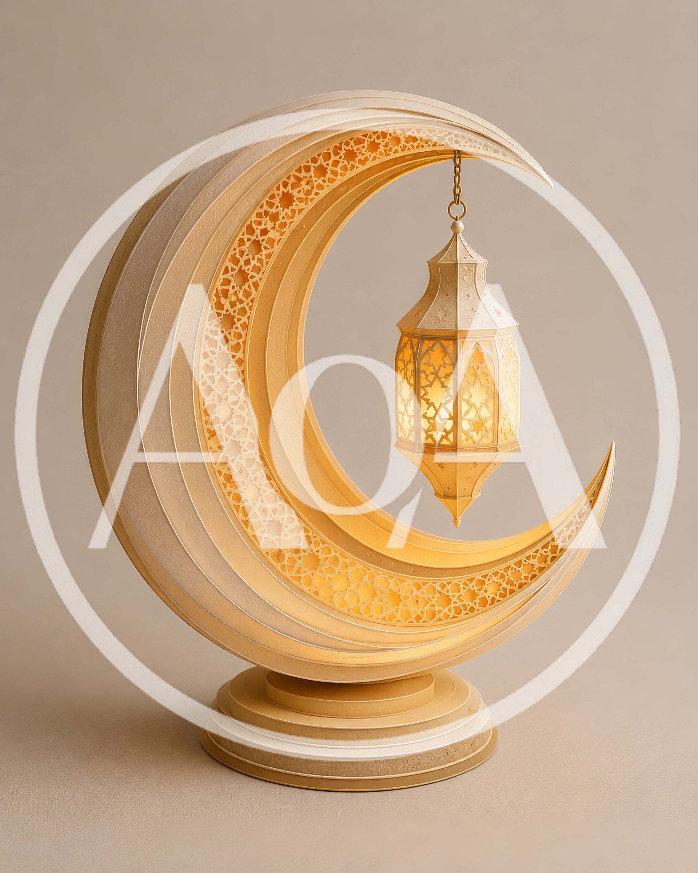 Decorative Crescent Moon Lamp With Hanging Lantern
