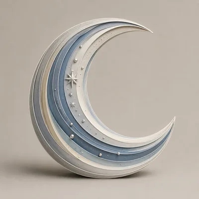 3D Layered Paper Cutout Crescent Moon Decoration