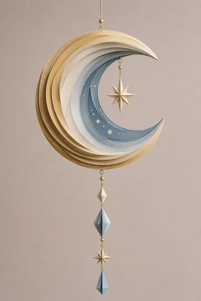 Hanging Crescent Moon And Star Decorative Mobile