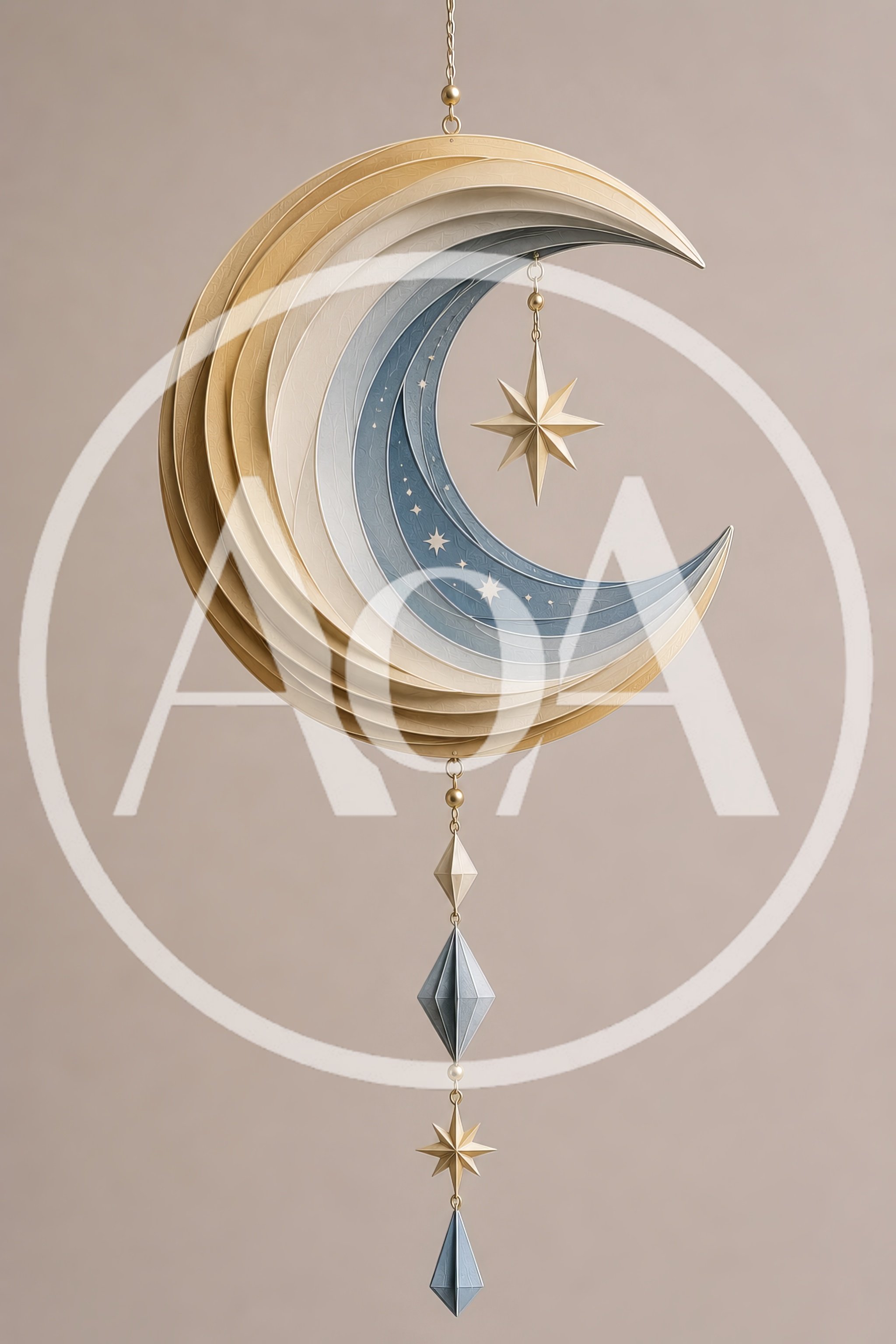 Hanging Crescent Moon And Star Decorative Mobile