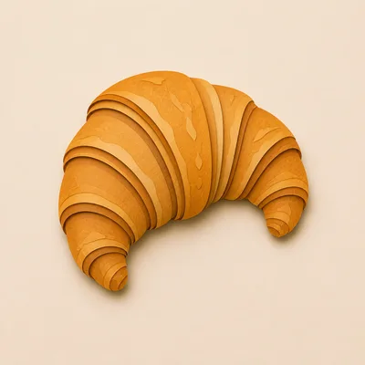 Paper Cutout Style Croissant Illustration