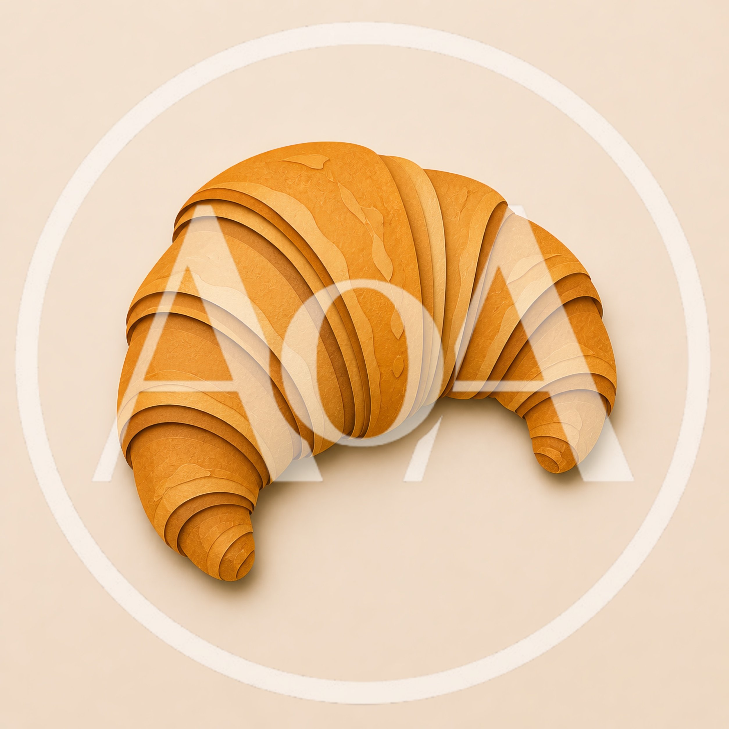 Paper Cutout Style Croissant Illustration