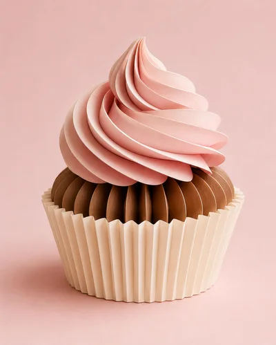 Paper Craft Cupcake With Pink Frosting