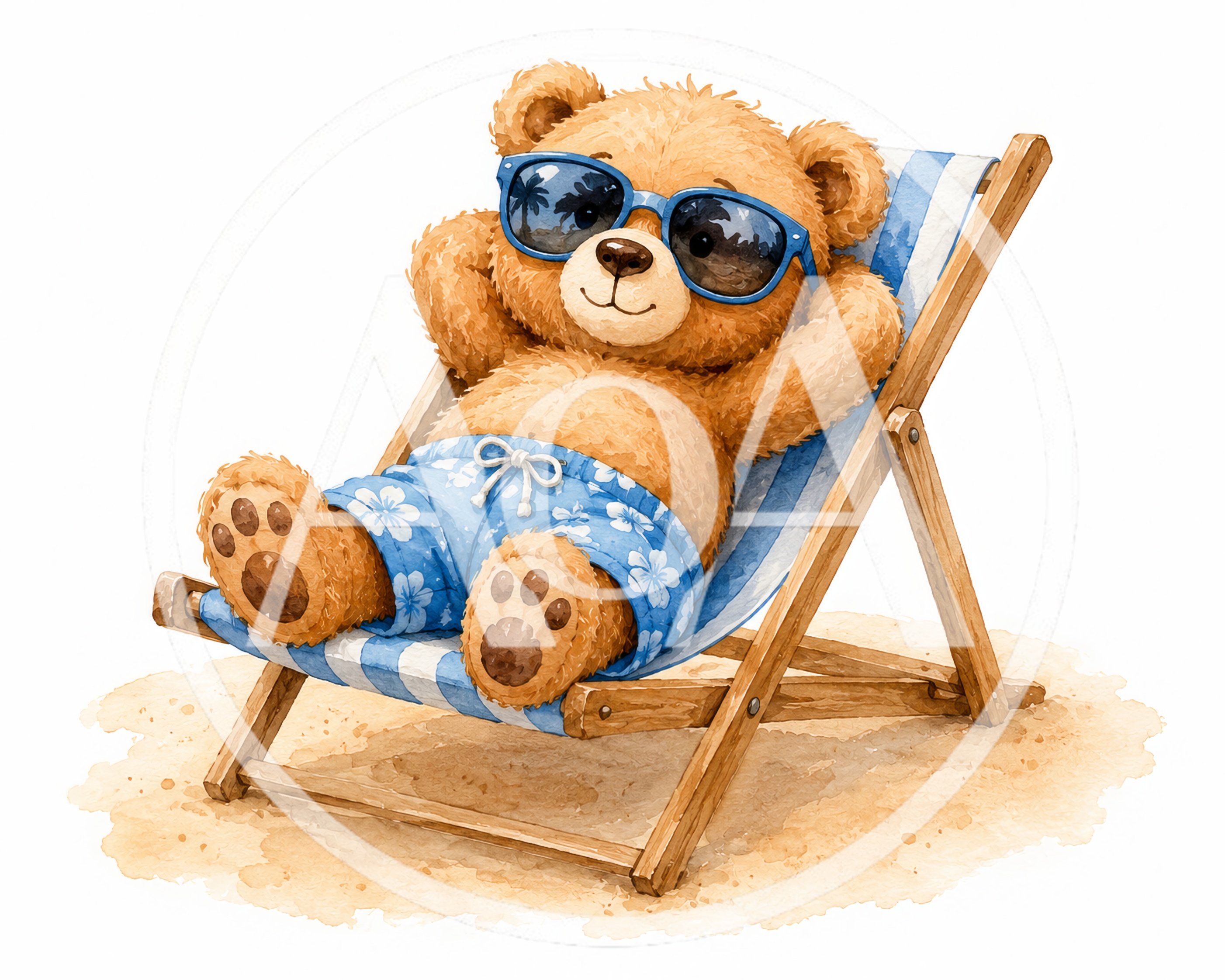 Teddy Bear Relaxing on a Beach Chair