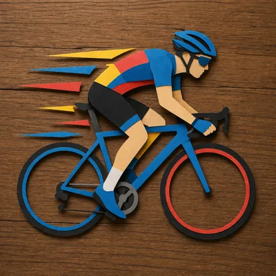 Paper Cutout Illustration Of A Professional Cyclist