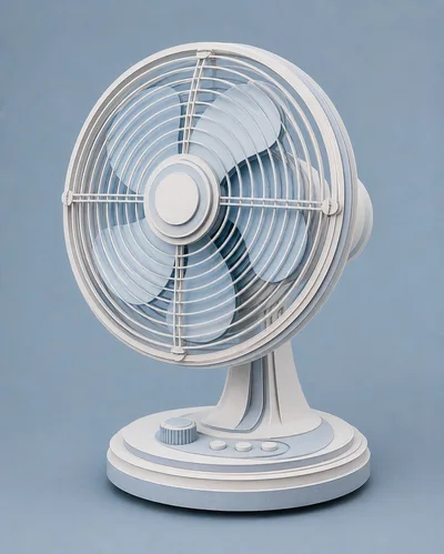 Minimalist 3D Rendered Desk Fan