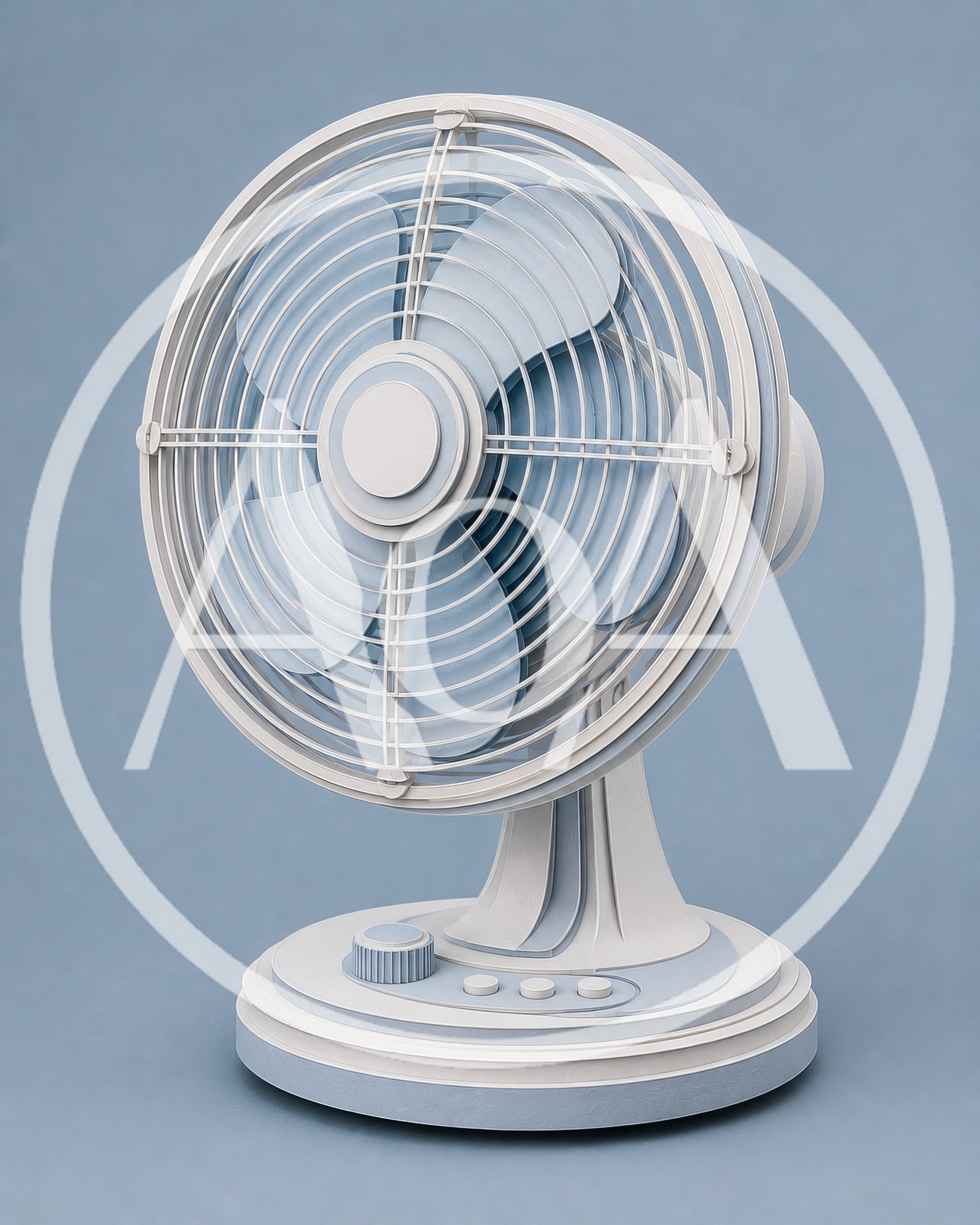 Minimalist 3D Rendered Desk Fan