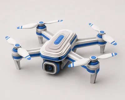 Modern White And Blue Quadcopter Drone