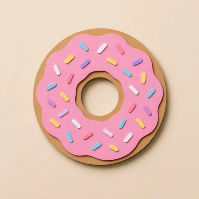 Paper Craft Donut With Colorful Sprinkles