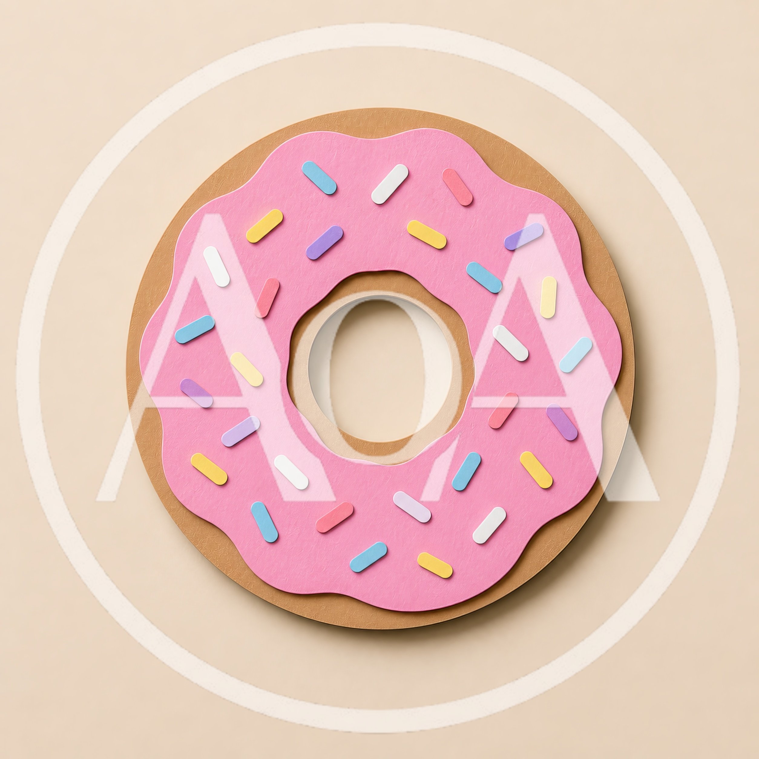 Paper Craft Donut With Colorful Sprinkles