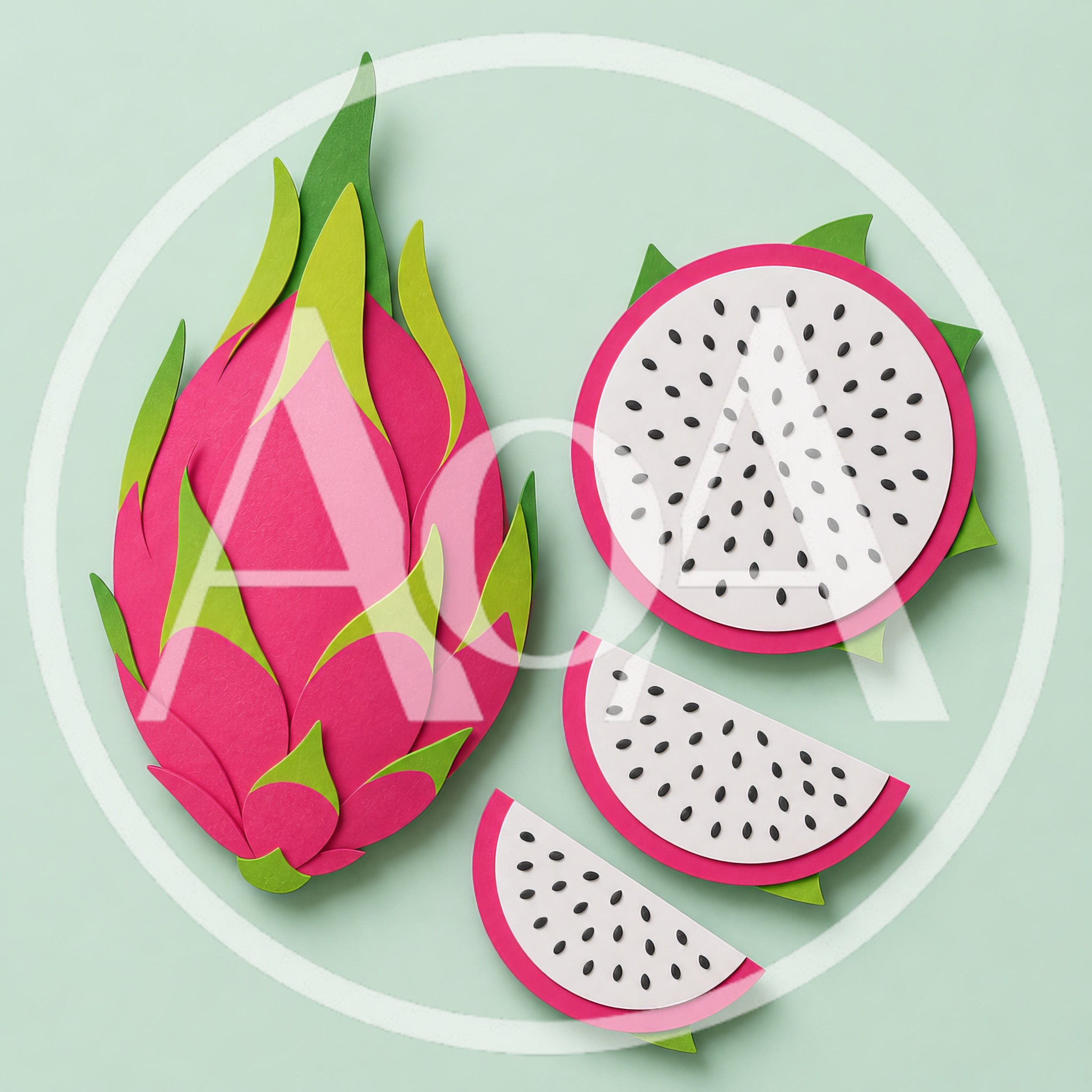 Paper Craft Dragon Fruit Composition On Pastel Background