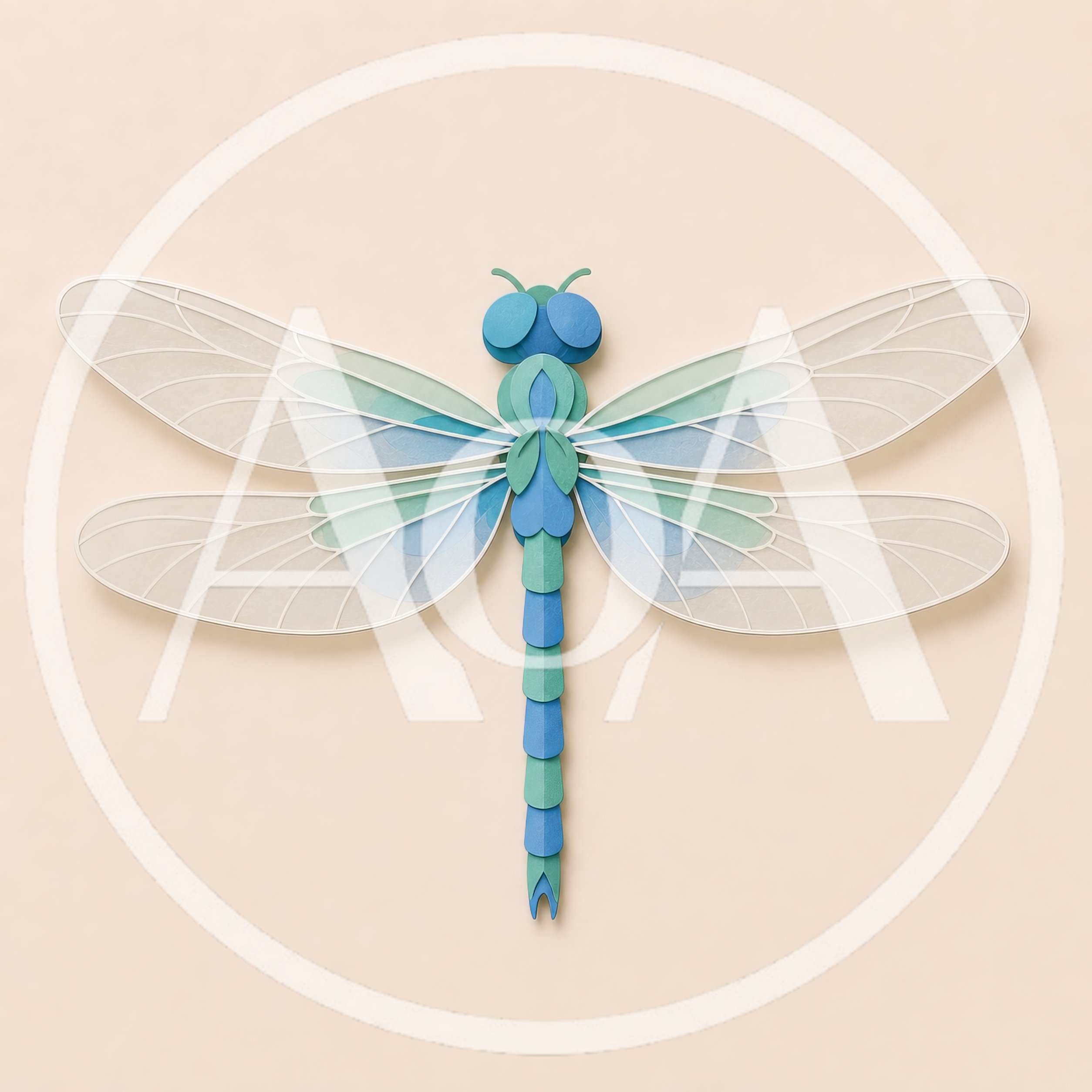 Paper Craft Dragonfly Illustration On Beige Background