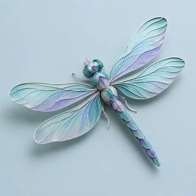 Artistic Dragonfly Sculpture With Intricate Blue And Purple Wings