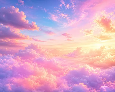 Aerial View Of Dreamy Pastel Sunset Clouds