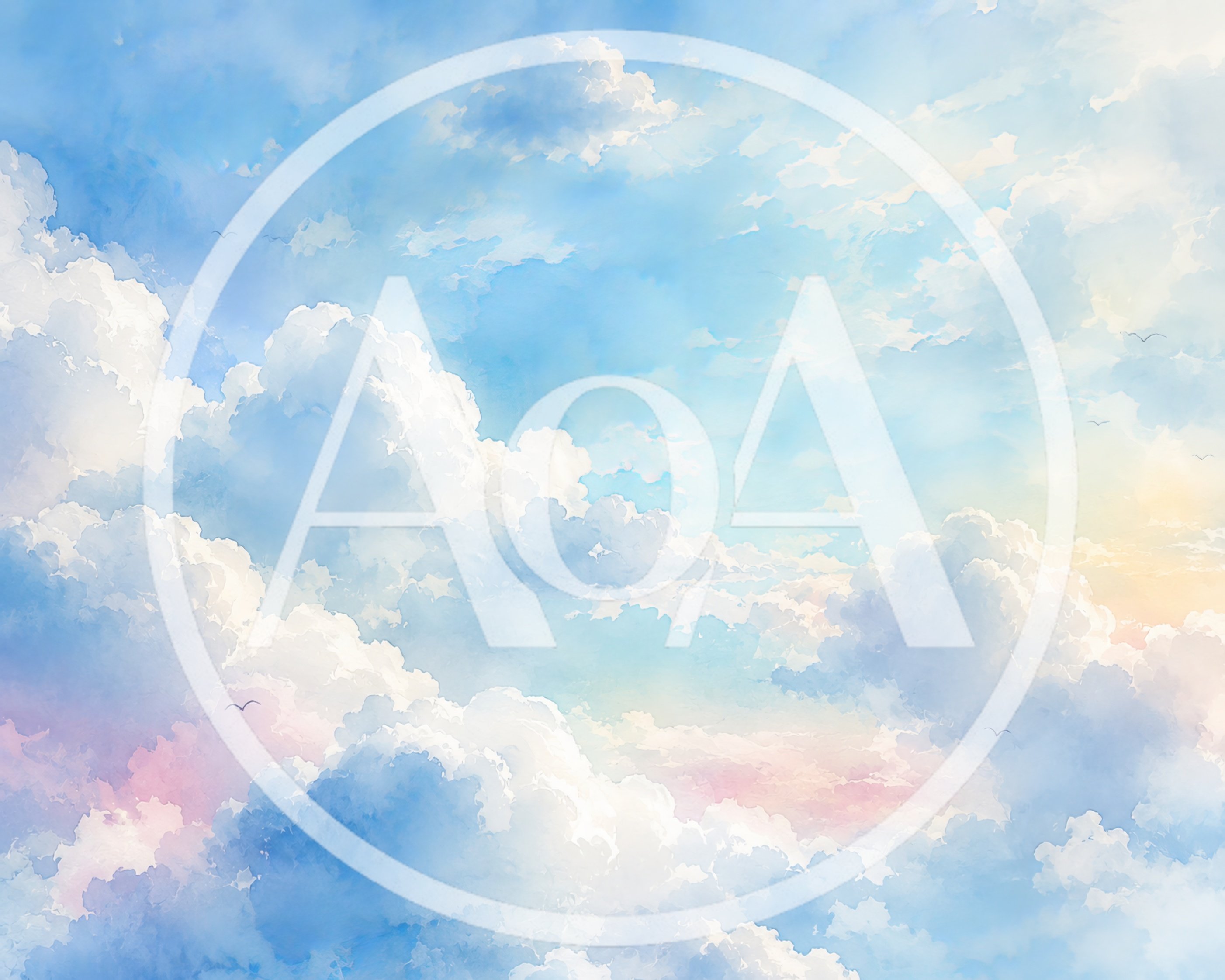 Dreamy Pastel Sky With Fluffy Clouds And Birds