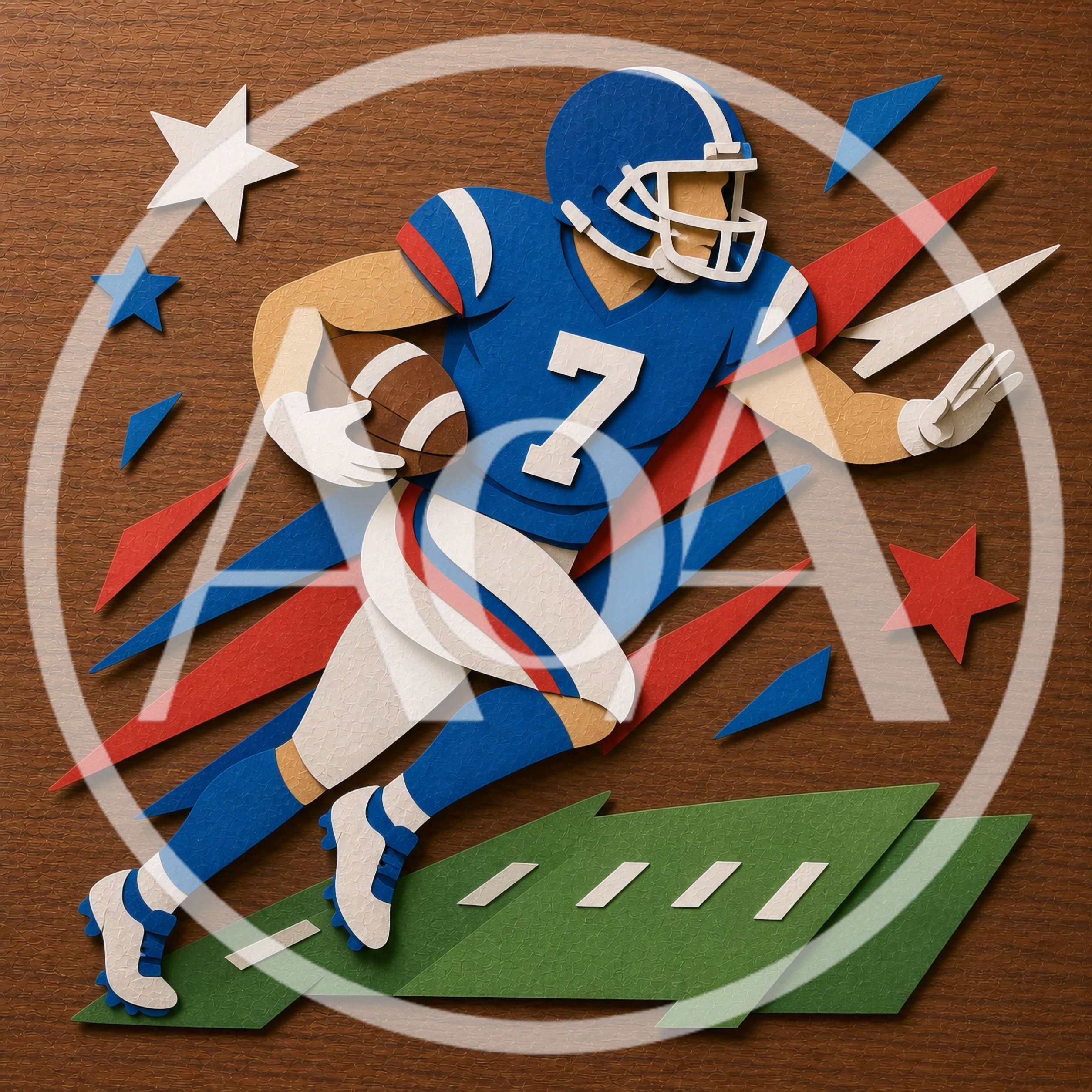 Paper Cutout Style American Football Player Running