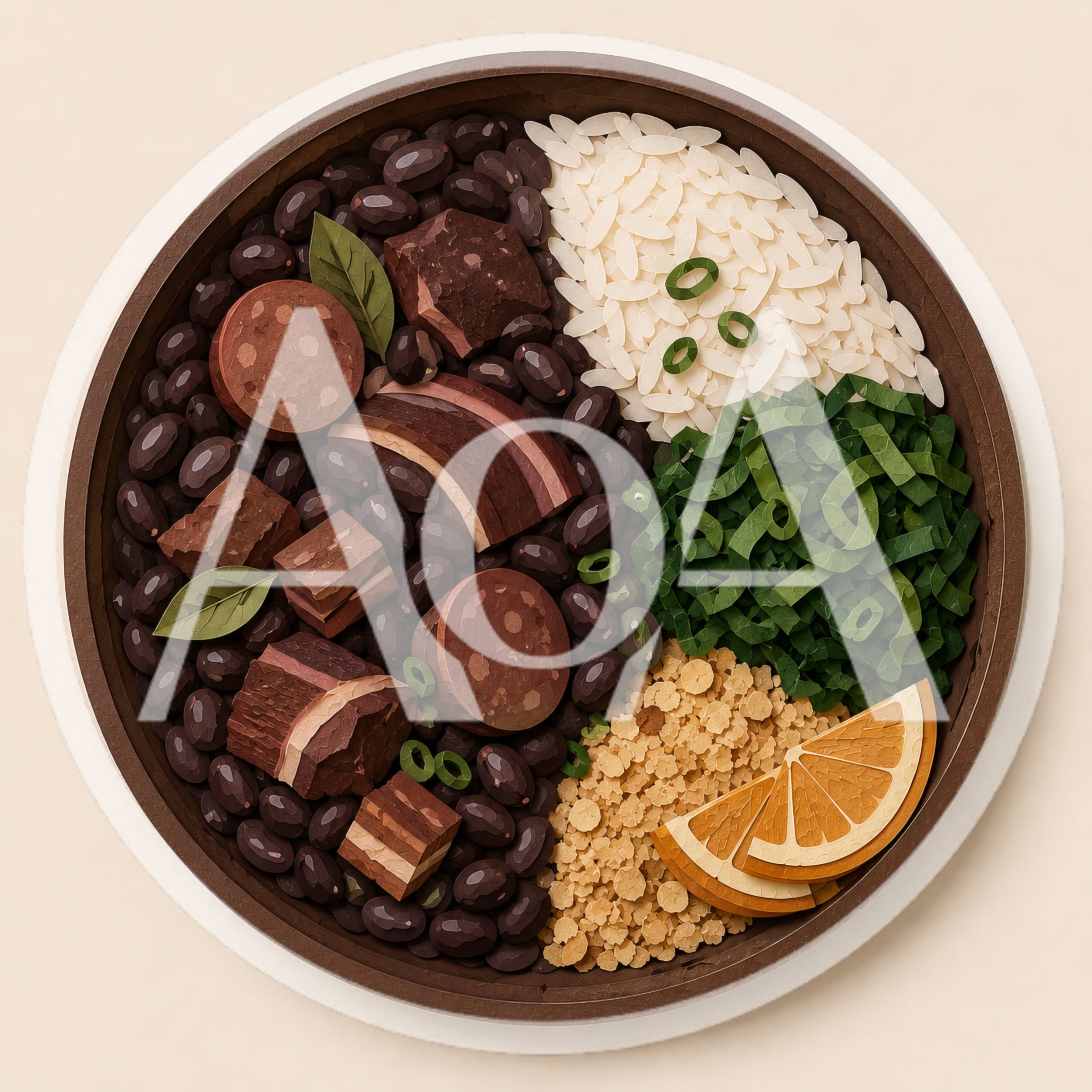 Top Down View Of A Traditional Brazilian Feijoada Bowl