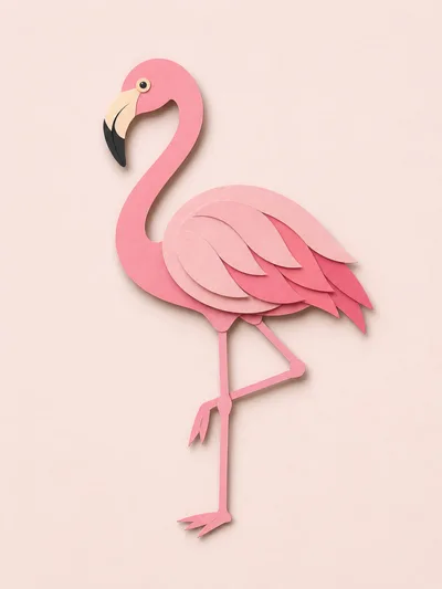 Paper Cutout Flamingo Illustration On Pink Background