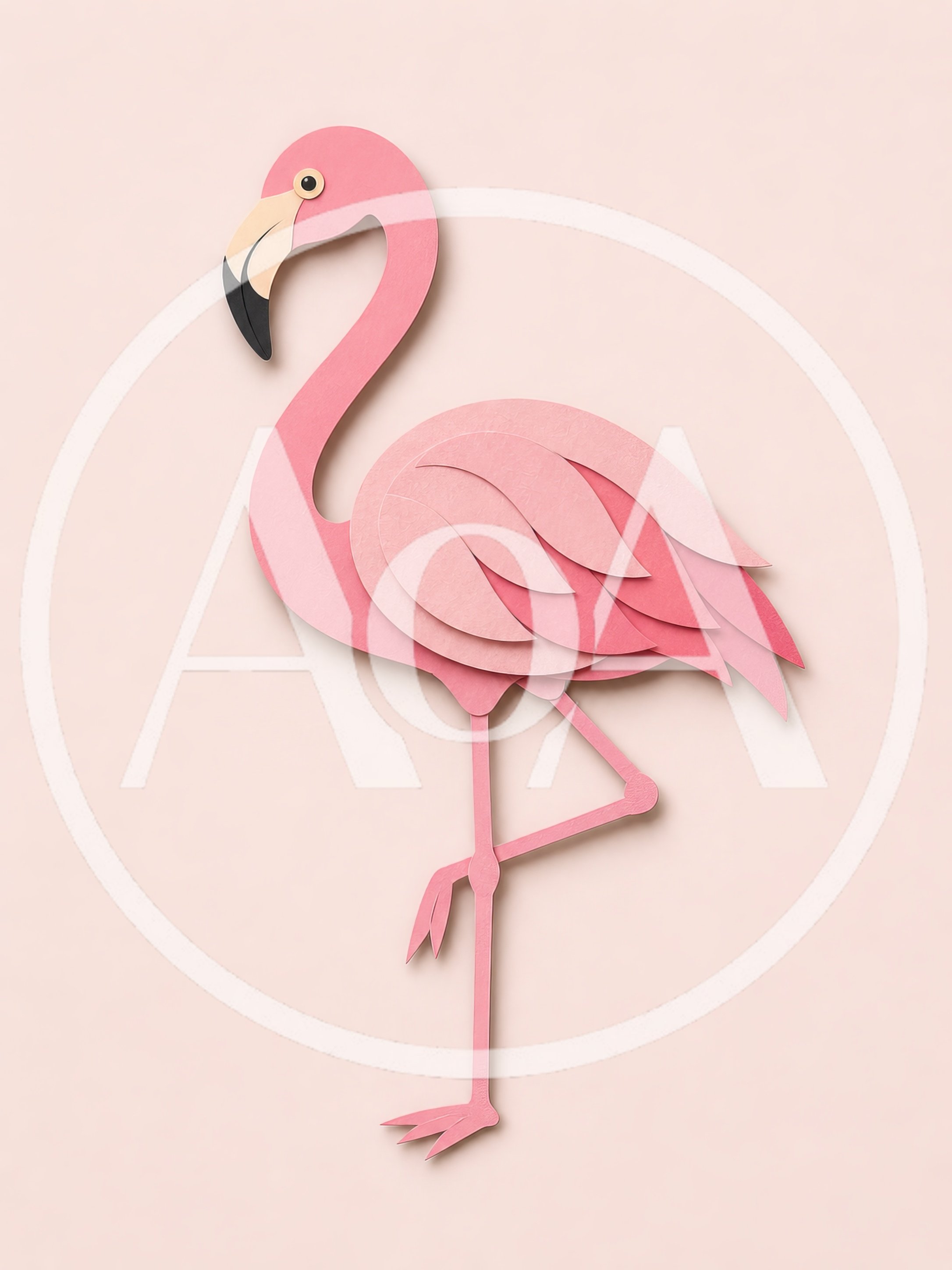 Paper Cutout Flamingo Illustration On Pink Background