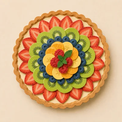 Paper Craft Fruit Tart Top Down View
