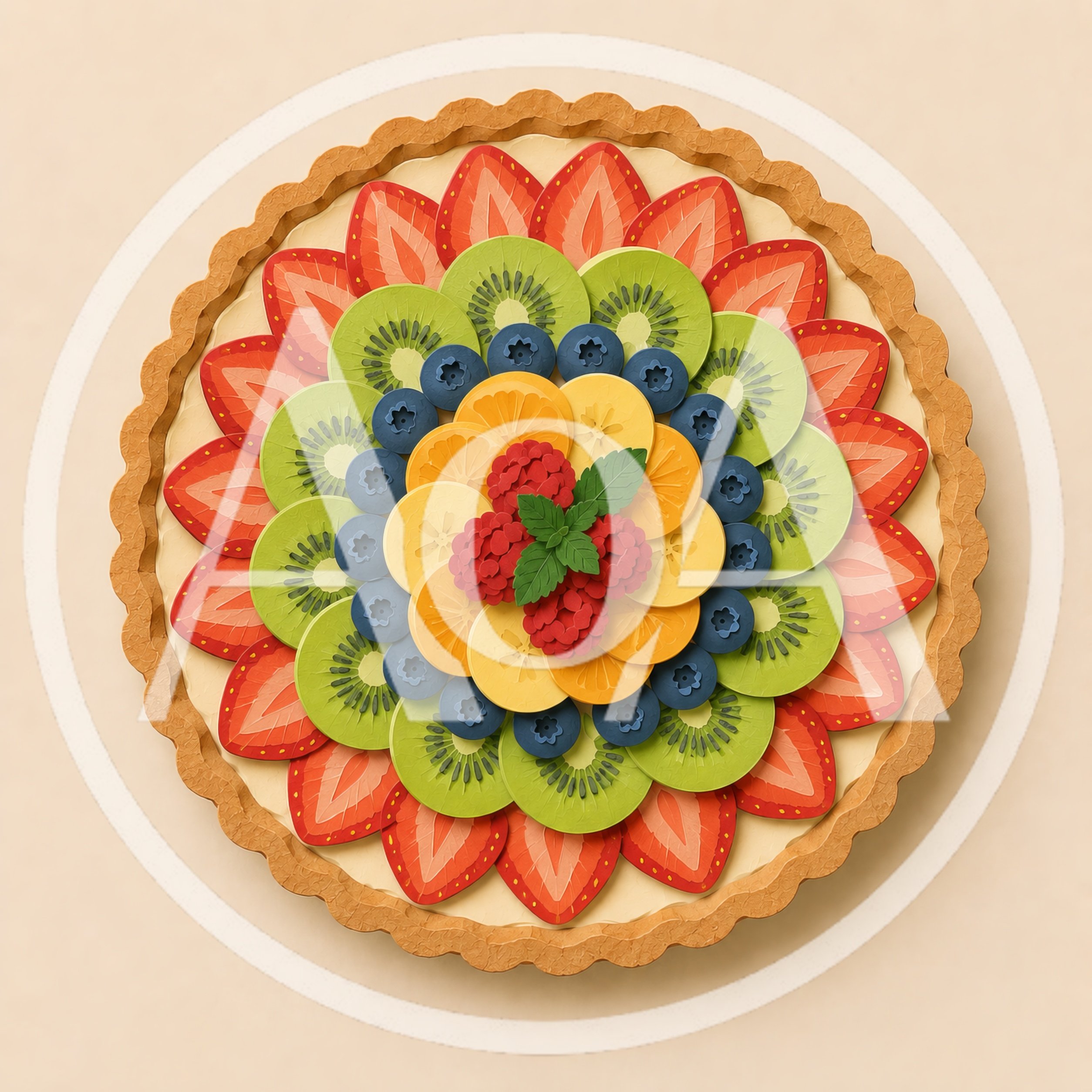 Paper Craft Fruit Tart Top Down View