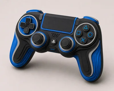 Custom Blue And Black PlayStation Gaming Controller
