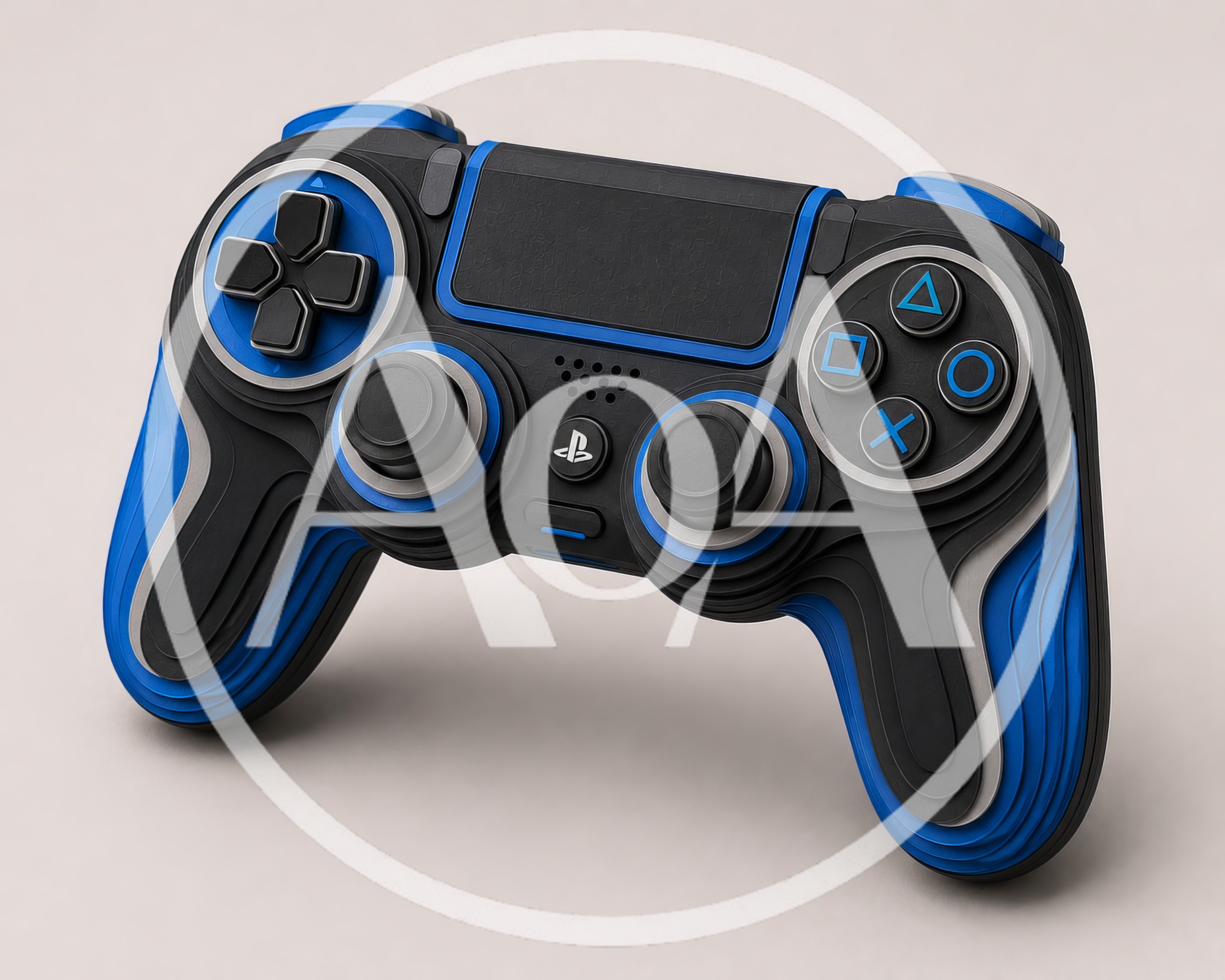 Custom Blue And Black PlayStation Gaming Controller