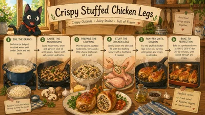 Illustrated Recipe Guide For Crispy Stuffed Chicken Legs