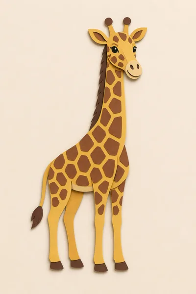 Paper Craft Giraffe Illustration On Beige Background