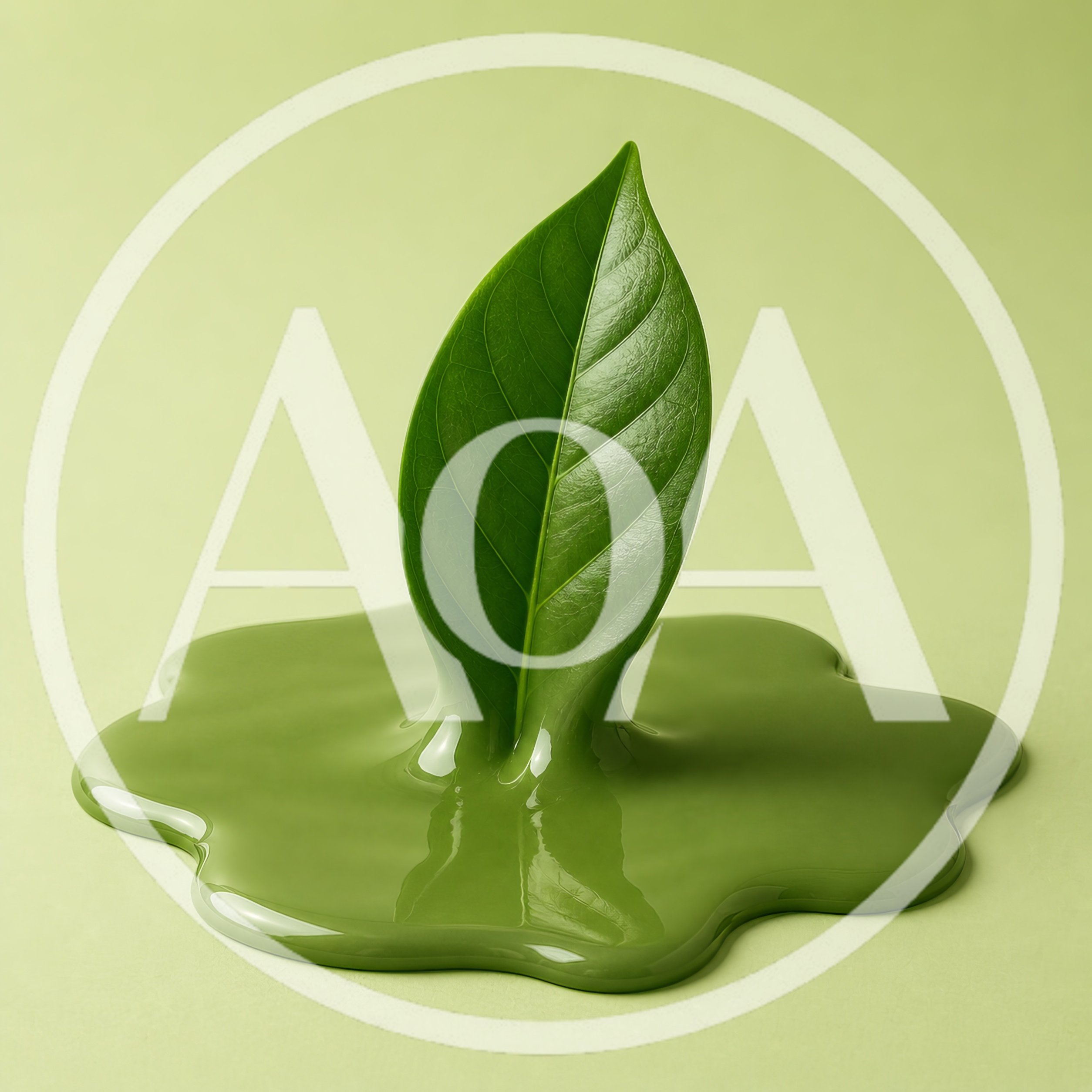 Green Leaf Melting Into A Liquid Puddle
