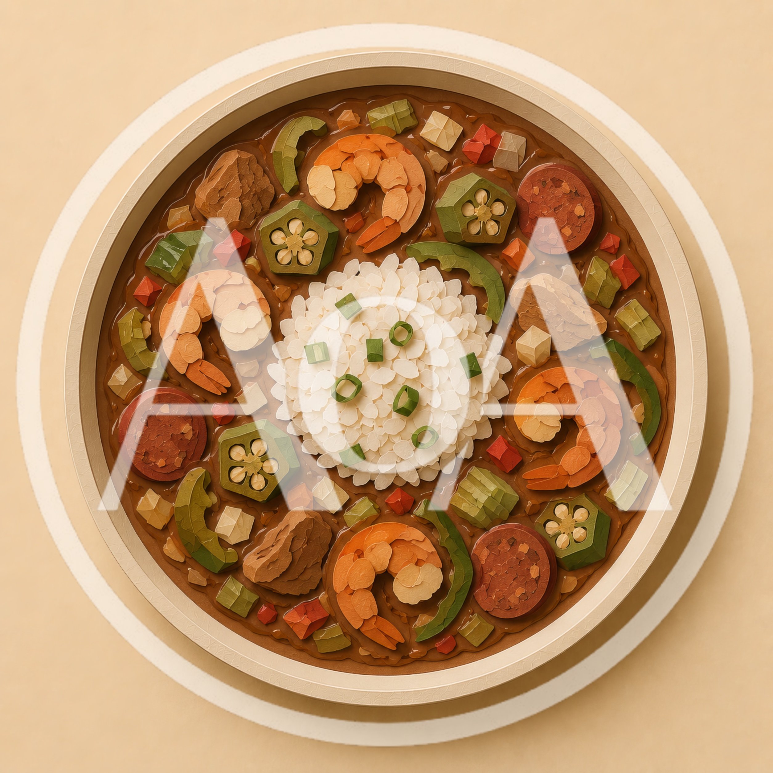 Paper Cutout Style Illustration Of Gumbo With Rice