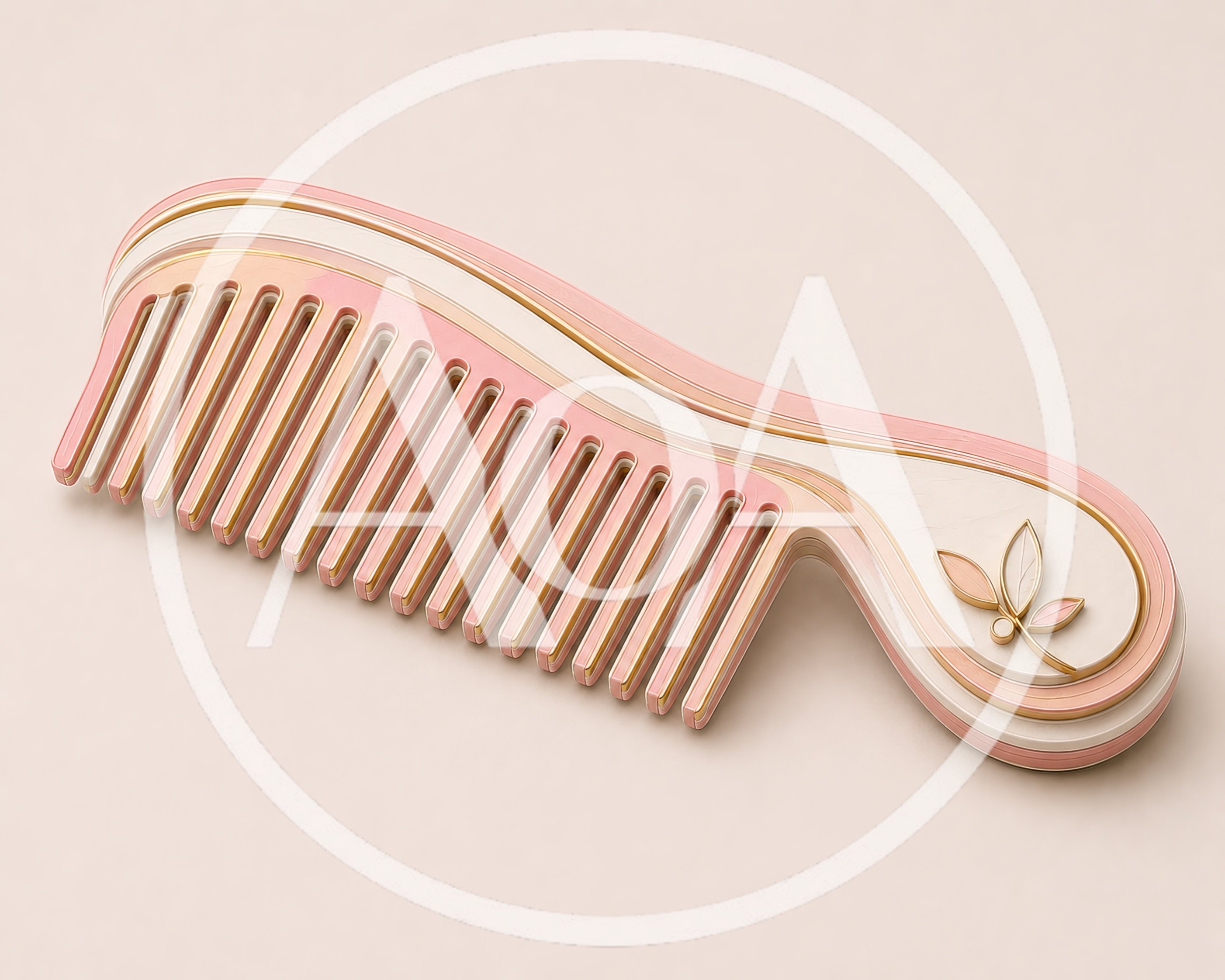 Elegant Pink And Gold Decorative Hair Comb