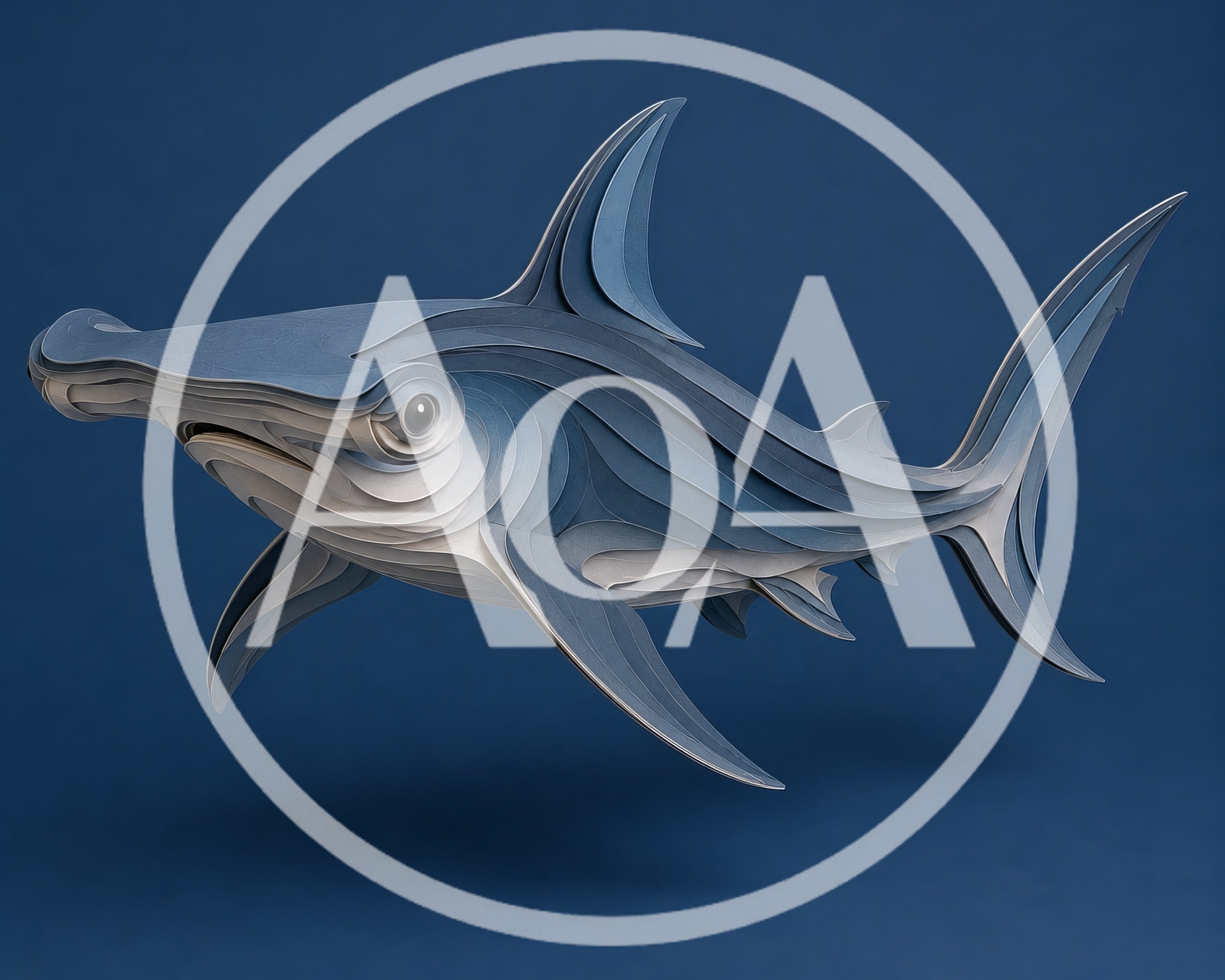 Paper Cutout Style Hammerhead Shark Illustration