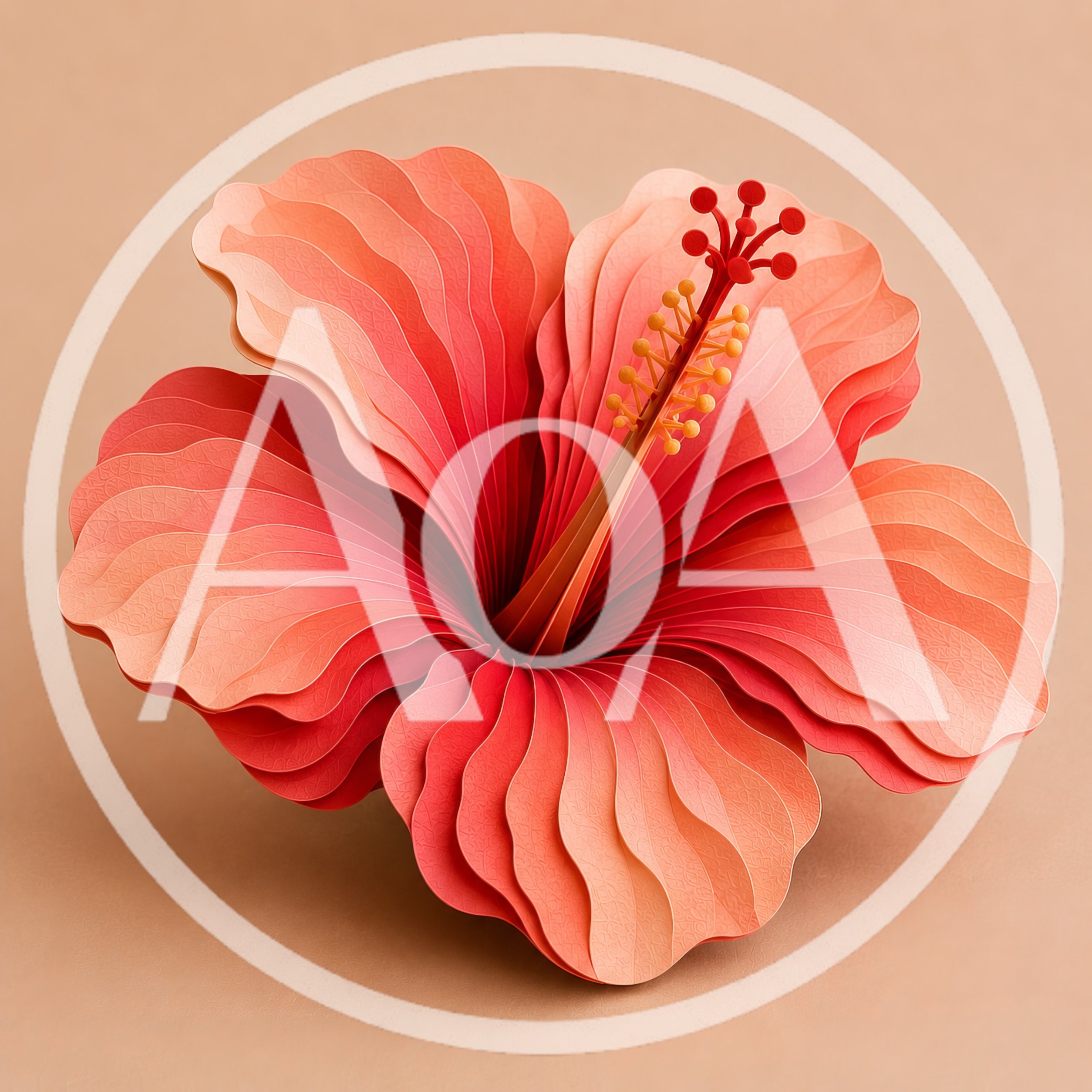 Paper Craft Hibiscus Flower On Beige Background