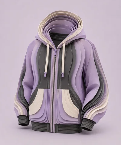 Layered Paper Cutout Style Hoodie Illustration