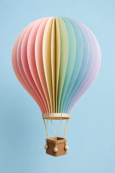 Paper Craft Hot Air Balloon On Blue Background