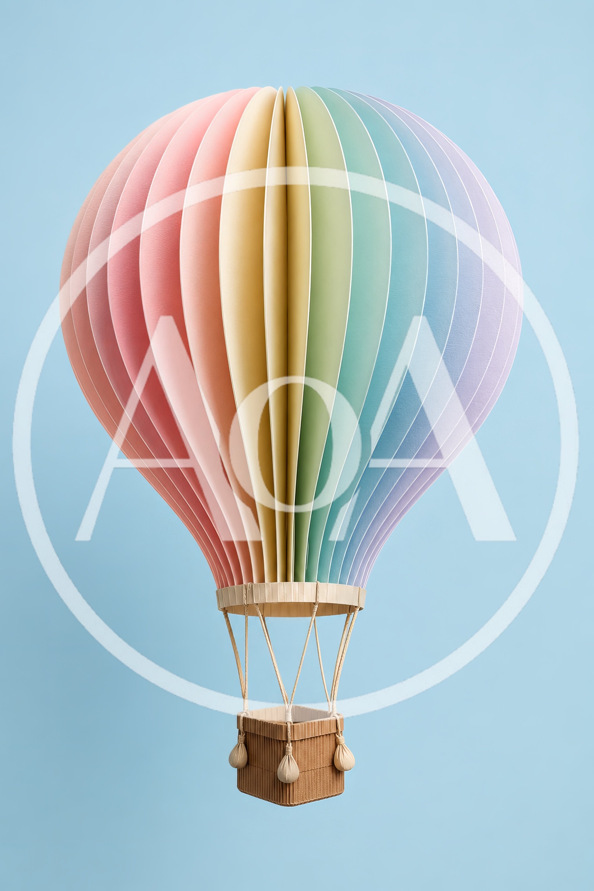 Paper Craft Hot Air Balloon On Blue Background