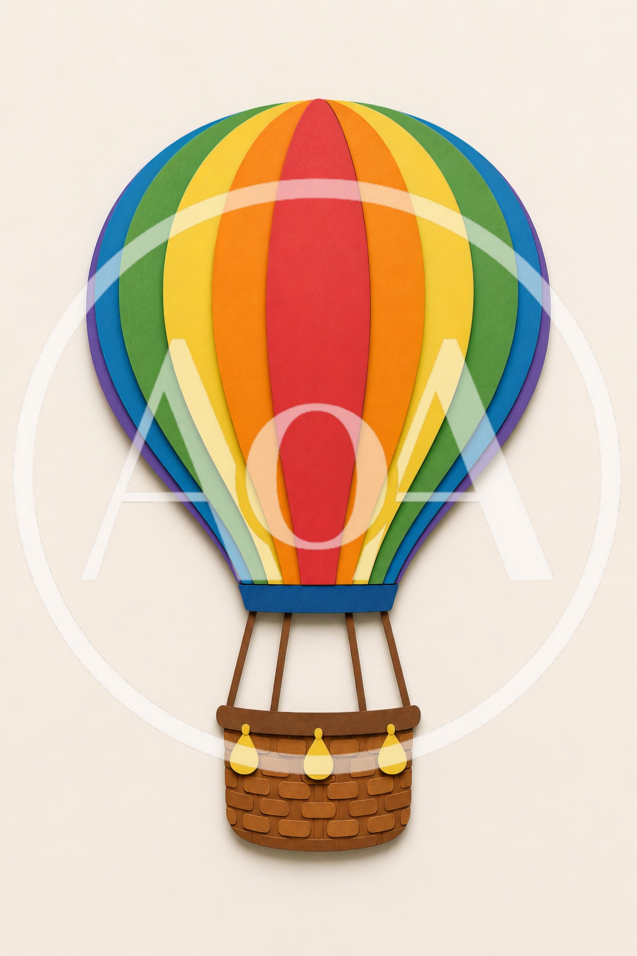 Paper Cutout Style Hot Air Balloon Illustration